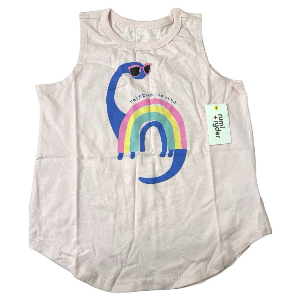 Rumi+Ryder Tank Top Rainbow Dinosaur Cotton